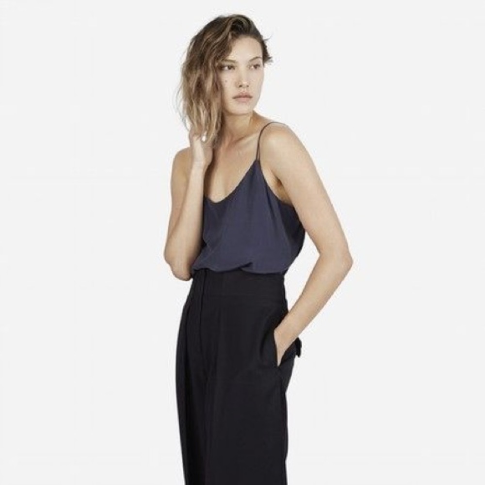 Navy Everlane Silk Crepe Tank top